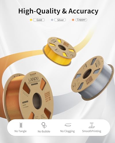 Image of LANDU Silk PLA Filament 1.75mm Copper 1KG, 3D Printer Filament Dimensional Accuracy + /- 0.02mm, 1kg Cardboard Spool(2.2lbs), Neatly Wound 3D Printing Filament,Silk Copper