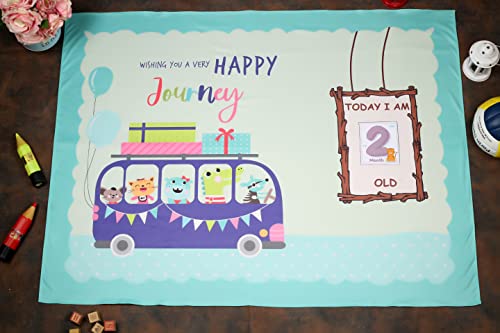 Image of NEW COMERS Milestone Cotton Baby Blanket & Props for Monthly Photoshoot, New Born Babies Soft Swaddle with 1-12 Month Cards, Ac Room Blanket for Summer /Winter /Multiuse, TC(150 /300) 135x115 cm - 403
