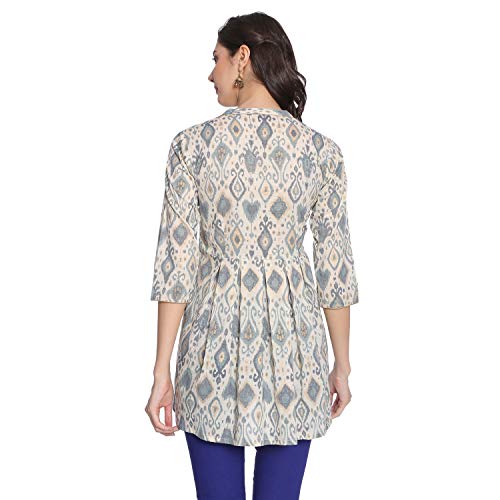 Image of Rapsodia Women Abstract Printed Cotton Short Kurta (Off White)