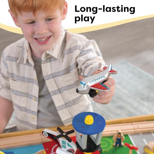 kidkraft waterfall mountain wooden train set amp table with 120 pieces 3 storage bins