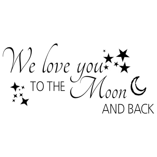 Empresal We Love You to The Moon and Back Wall Decal Quote Fun and Uplifting Vinyl Sticker Perfect for Kids Room or Nursery Heartwarming Family Themed Wall Art V137