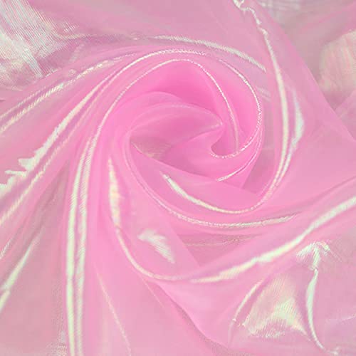 moonfarm 選べる11色 オーロラ オーガンジー 生地 1m×150cm 手芸 カラー 透明 無地 布 ピンク