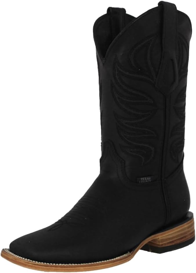 Texas Legacy Mens Black Western Dress Cowboy Boots Classic All Leather Square Toe
