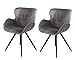 Meubletmoi Lot de 2 Chaises Velours Gris et Pieds métal Noir - Fauteuil Design Contemporain scandinave - Lotus