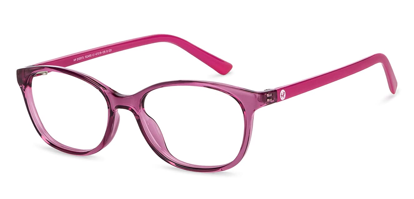 HooperBy Lenskart For Kids Age 8-12 yrs | Zero Power Bluecut & Antiglare Computer Eyeglasses For Eye Protection And Strain | Pink Transparent Cat Eye | HP D10017L