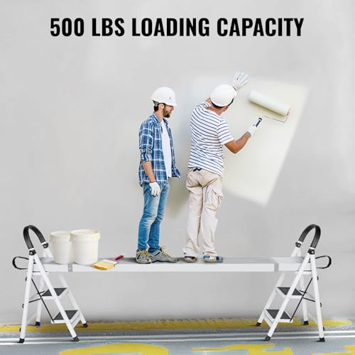VEVOR Telescoping Aluminum Work Plank, 9-15 Feet 500lbs Capacity, 12.5 inch Width Aluminum Scaffold Plank,Extension Staging Plank with Skid-Proof Platform Scaffold Ladder Accessory