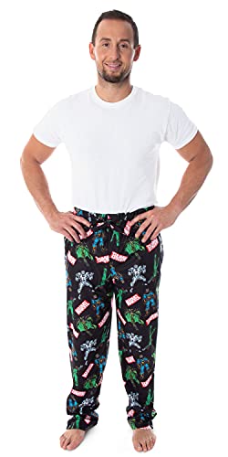 Marvel Men's' Vintage Comic Villains Thanos Red Skull Hela Ultron Allover Pattern Lounge Sleep Pajama Pants4