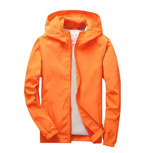 Kids Lightweight Waterproof Rain Jacket - Toddler Boys Girls Softshell Hooded Raincoat Windbreaker Outdoor Hiking Travel Rain-Poncho Packable Ponchos Kid Outerwear Coat 01# Orange 7-8Years