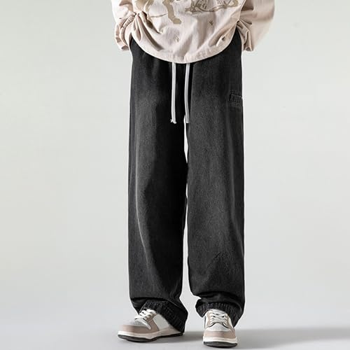 Men's Regular Fit Straight Leg Jeans Fashion Lightweight Jean Casual Drawstring Elastic Waist Cargo Denim Pants4