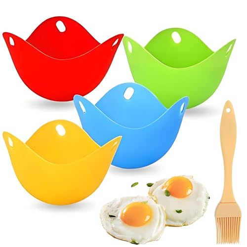 4PCS Egg Cooker Cups and Oil Brush - For Microwave and Stovetop