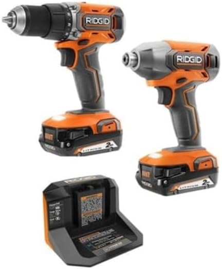 RIDGID 18V Cordless 2-Tool Combo Kit with Drill/Driver, Impact Driver, (2) 2.0 Ah Batteries, and Charger (Renewed)