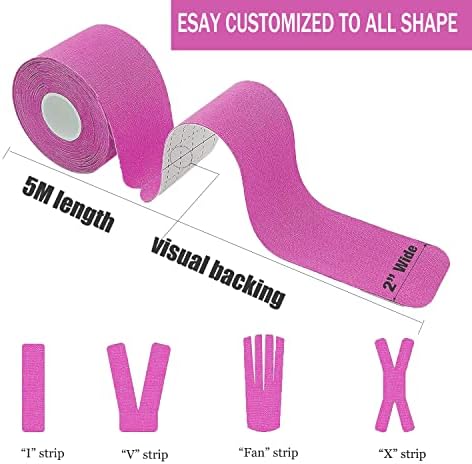Kinesiology Tape Precut (3 Rolls,60 Precut Strips) Waterproof Sports & Athletic tape for Athletes - Physio Elastic Sports Tape Pain Relief Adhesive for Muscles Shin Splints Ankle Neck Knee & Shoulder 5m (Mixed color) - 3