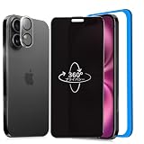 360度 覗き見防止フィルム iPhone 16 Plus 用の ガラスフィルム プライバシー保護 のぞき見防止 カメラカバー付き