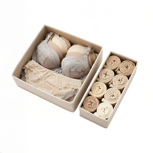 ERDHBBO Drawer Organizer 2 Pack - Foldable Storage Bins for