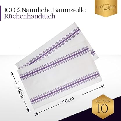 LUXTOGO®️-Geschirrtücher Baumwolle Set,100% Baumwolle Küchentücher Ringgesponnene Fischgrätenmuster Extra Dicker 250g/m²Geschirrhandtücher-50x70cm Küchenhandtücher für Küche,Restaurant(Lilac,Pack of5) – Bild 4