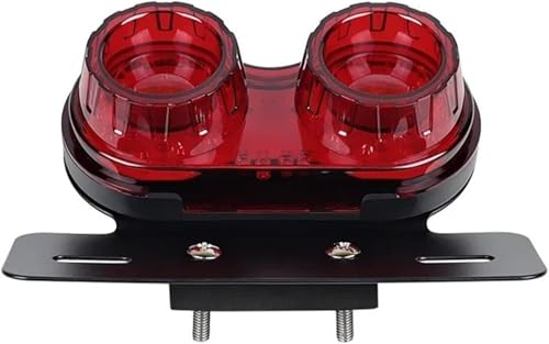 Luz trasera para motocicleta de freno integrado con lente roja doble y soporte universal