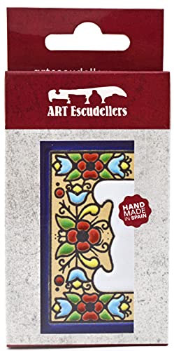 House letters 3 inch. Handpainted house letter tiles for signs, addresses and names. Address numbers for houses. House address numbers and letters. Design FLORES MINI 2,87" x 1,38" (EDGE BORDER)