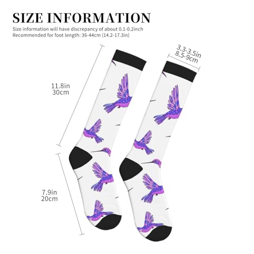 VOSERY Compression Socks for Women Men - Purple Hummingbird Knee High Compression Stockings for Women Men2