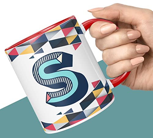 Image of 3D Colorful Alphabet Letter S Printed Coffee Mug For Girls Boys Friends Love Kids Best Gift For Birthday Anniversary Initial Letter S (Microwave Safe Ceramic Tea Coffee Mug-350ml) - ABV3TM2 118