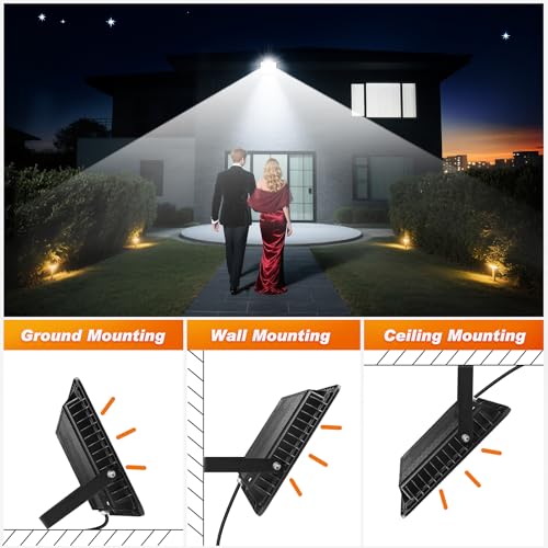 WuliFun 200W LED Flood Light Outdoor, 2Pack 20000LM Super Bright, IP66 Waterproof Outside Work Lights, 6500K Daylight White Security Lights — view 6