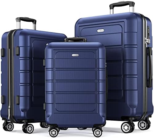 SHOWKOO Luggage Hardside Expandable PC+ABS Durable Lightweight Carryon Travel Suitcase with Double Wheels