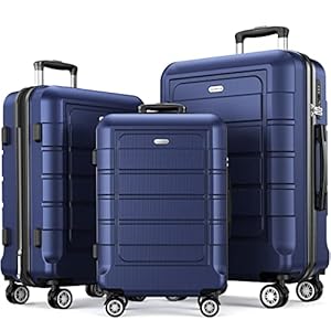 SHOWKOO Kofferset Uitbreidbaar Reiskoffer PC+ABS Hardschalige Carry on Lichtgewicht Duurzaam Trolley Reizen Cabine Koffer Bagage met Spinner Wielen TSA Slot