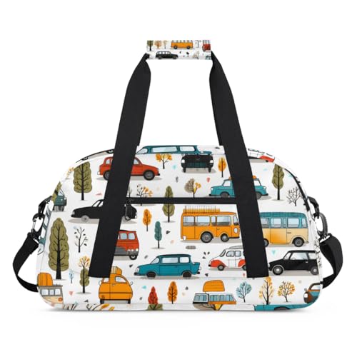 Vehicle Kids Duffle Bag, Overnight Weekender Bag Travel Duffle Bag Carry-On Tote for Swim Sport Gym Bag for Boys Girls