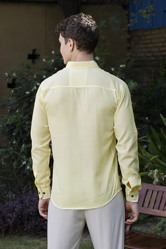 Image of Zilcon Linen Shirts for Men Casual Button Down Long Sleeve Shirt Solid Summer Beach Hawaiian Shirts