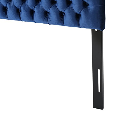Christopher Knight Home Jezebel Velvet Headboard, Queen / Full, Navy Blue / Black Steel #TOP5