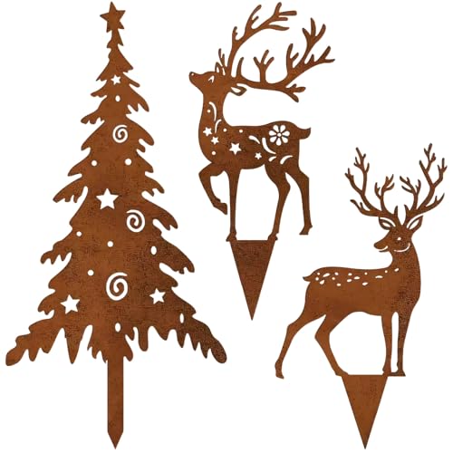 Nexoria 2 Stück Gartenstecker Weihnachten, Roststecker Weihnachten...