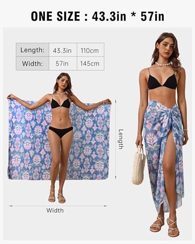Image of Eicolorte Womens Beach Cover Up Chiffon Sheer Bikini Beach Swimsuit Coverup Sarong Pareo Wraps for Women