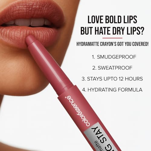 Image of Coloressence Hydra Matte Lip Crayon Lipstick, Moment, 1gm | Long Lasting | Matte Finish | Hydrating Formula | Smudgeproof | Sweatproof | Rich Coverage