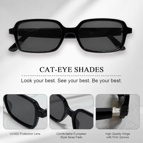 Image of GenXenon Black Square Modern Smart Translation Polarized Sunglasses Men Women