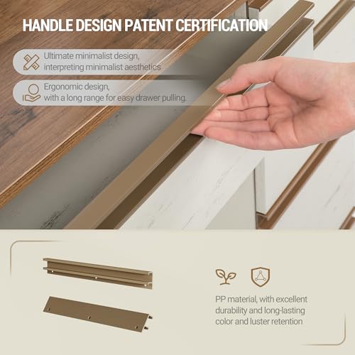 Hzuaneri Dressing Table with Bulb Light, Vanity Desk with 1 Large Drawer and 8 Small Drawer Cabinets, Adjustable Brightness, Large HD Mirror, 9 Open Storage Areas, White Brown DT35714X - Image 4