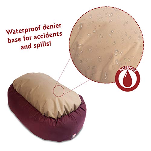 Image of Majestic Pet 40 Inch Bagel Calming Dog Bed Washable - Cozy Soft Round Dog Bed with Spine Support for Dogs to Rest their Head - fluffy donut dog bed 40x29x9 (Inch) - Round Pet Bed Large - Burgundy