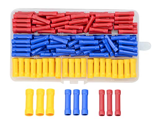 WMYCONGCONG 400 PCS Butt Splice Crimp Connectors Insulated Electrical Straight Wire Terminal Connectors Electrical Crimp Connector Assortment Kit 10-22AWG