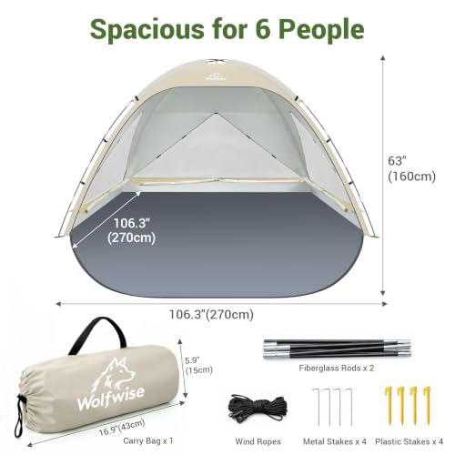 Wolfwise Beach Tent Sun Shelter Portable, Large 6 Person Sunshade Cabana by Wolfwise - Used condition - Image 5
