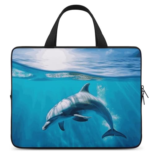 Housse ordinateur portable 17 anti-choc dauphin mer bleue imperméable