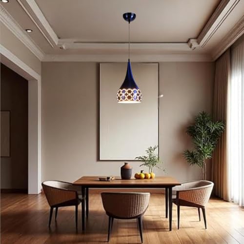 Image of GreyWings Blue Aluminium Hanging Light for Home | Designer Pendant Light with E27 Holder | Modern Ceiling Hanging Lamp for (Bulb is not Included) Small Pack of 4