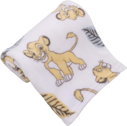Image of Disney Lion King Super Soft White, Yellow, Green Simba Leaves French Fiber Baby Blanket, White, Green, Yellow (4142501P) (Pack of 6)
