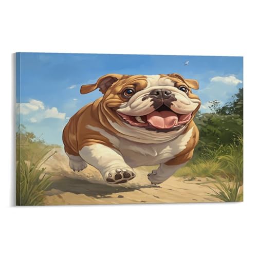 Tableau deco bouledogue 30x45cm pour habiller un mur vide de salon