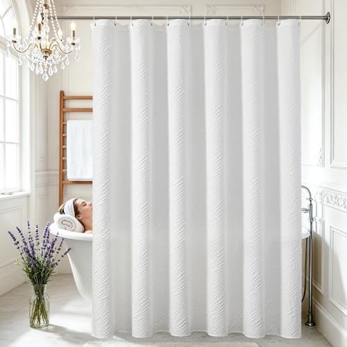 Rideau de douche extra large 300x200 imperméable en tissu blanc lourd