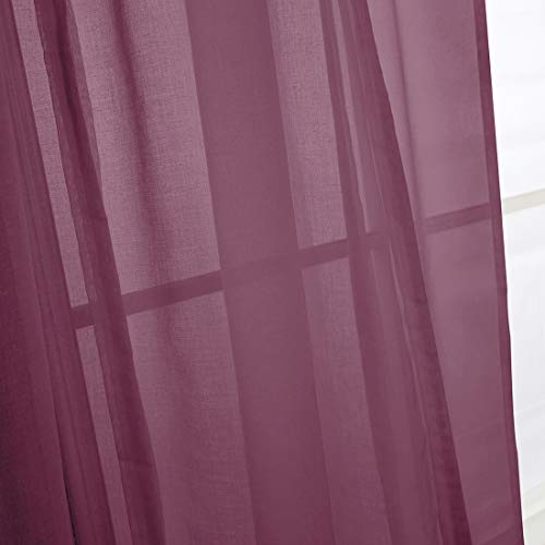 Vctops Solid Color Sheer Voile Window Curtains Light Filtering Tie Up Shade Adjustable Balloon Drapes Treatment For Small Window,1 Panel (46" X 63",Maroon) #TOP5