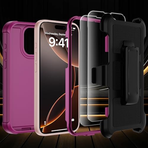 Coque de protection robuste iPhone 16 Pro Max bordeaux finition haut de gamme