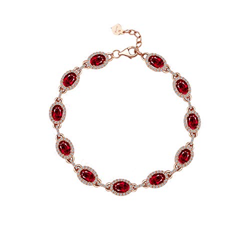 Bracelet rubis ovale en or rose 18k pour un éclat luxueux et intemporel