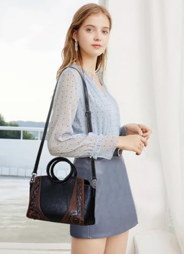 Bolso Satchel para Mujer de Cuero Sintético Negro miniatura 2