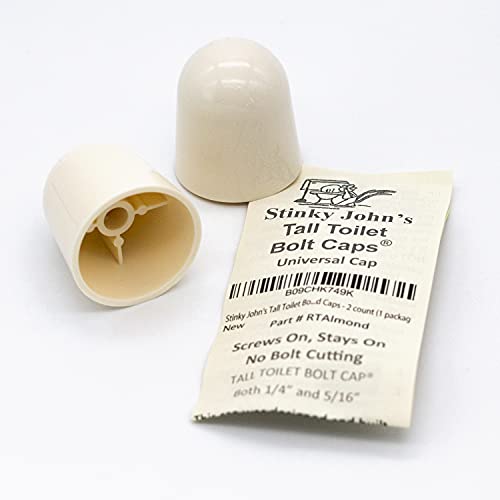 Stinky John's Tall Toilet Bolt Caps - Universal Fit With A Round Top - Almond Colored Caps - 2 Count (1 Package) #TOP4