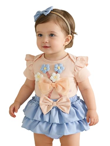Miutii Conjunto Vestidos Verano Baby Mädchen Piezas Traje Ropa Adorable Con Faldas Con Corbatas Conjunto Faldas Minifaldas Outfits Verano Azul 9-12 meses