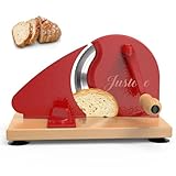 Justore Manual Bread Slicer for Homemade Bread, Adjustable Thickness and Evenly Slicing, Sourdough Bread Slicer with Hand Crank, Clear Scale Line, Non-Slip Suction Base & Sharp Blade
