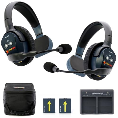 EARTEC Ultralite PRO16 ETP2S Full-Duplex Long Range Wireless Intercom System - 2 Single Ear Headsets, Up to 1/2 Mile Range, 2.4 GHz, U.S. Company